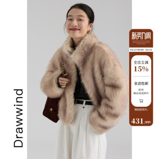 画风drawwind2026冬季 咖色仿皮草毛毛外套女气质毛绒保暖上衣 新款