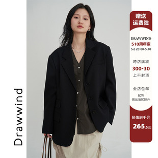 画风drawwind春季 外套女小个子气质单排扣黑色小西服 休闲西装 新款