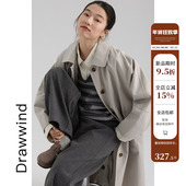 画风drawwind2026春秋季 纯色单排扣翻领外套 风衣女韩版 新款 中长款