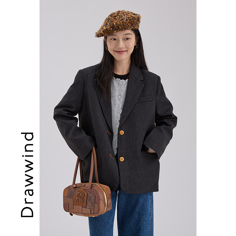 画风drawwind高级感西装外套女秋季新款休闲西服小个子气质上衣