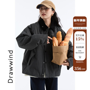 画风drawwind秋冬季 3M新雪丽保暖棉衣外套女撞色翻领棉服2025新款