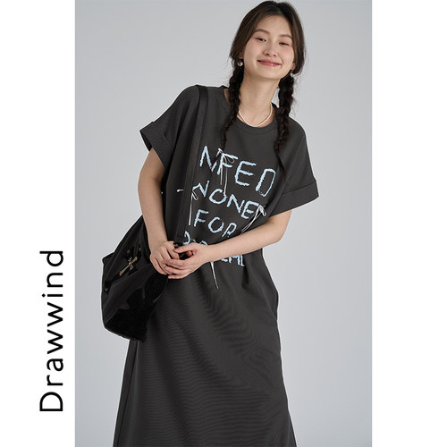 画风drawwind棉短袖T恤连衣裙