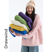 圆领针织衫 画风drawwind2025冬季 套装 兔毛混纺毛衣女纯色韩版 新款