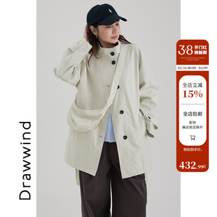 画风drawwind短款挎包风衣外套女2025秋季新款单排扣气质立领上衣