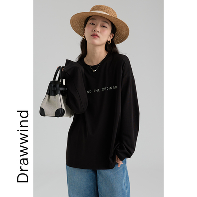 画风drawwind字母印花长袖T恤