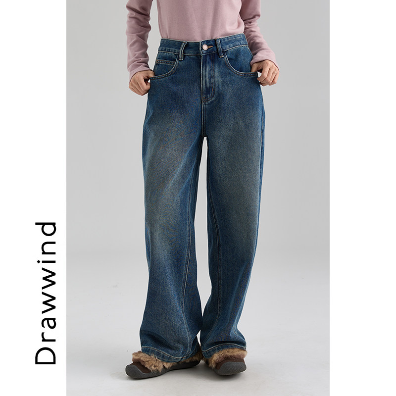 画风drawwind高腰显瘦植绒萝卜裤