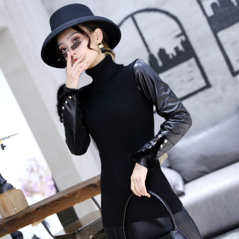 绵羊皮水貂毛打底衫打底衫