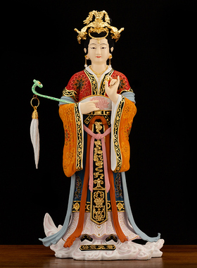 纯铜彩绘碧霞元君泰山奶奶神像