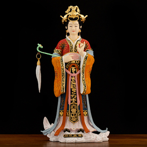 纯铜彩绘碧霞元君泰山奶奶神像