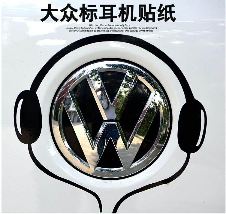 适用于大众新波罗POLOPLUS高尔夫耳机贴纸个性改装车标尾标装饰贴