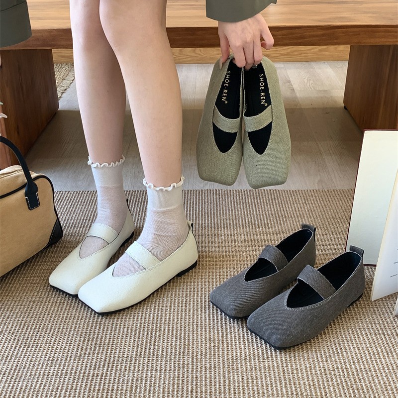 2025春季新款小香法式玛丽珍单鞋方头平底奶奶鞋四季鞋韩版单鞋女