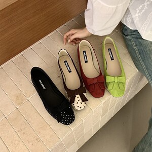 豆豆鞋女2026春季新款韩版蝴蝶结内增高圆头软底百搭女单鞋一脚蹬