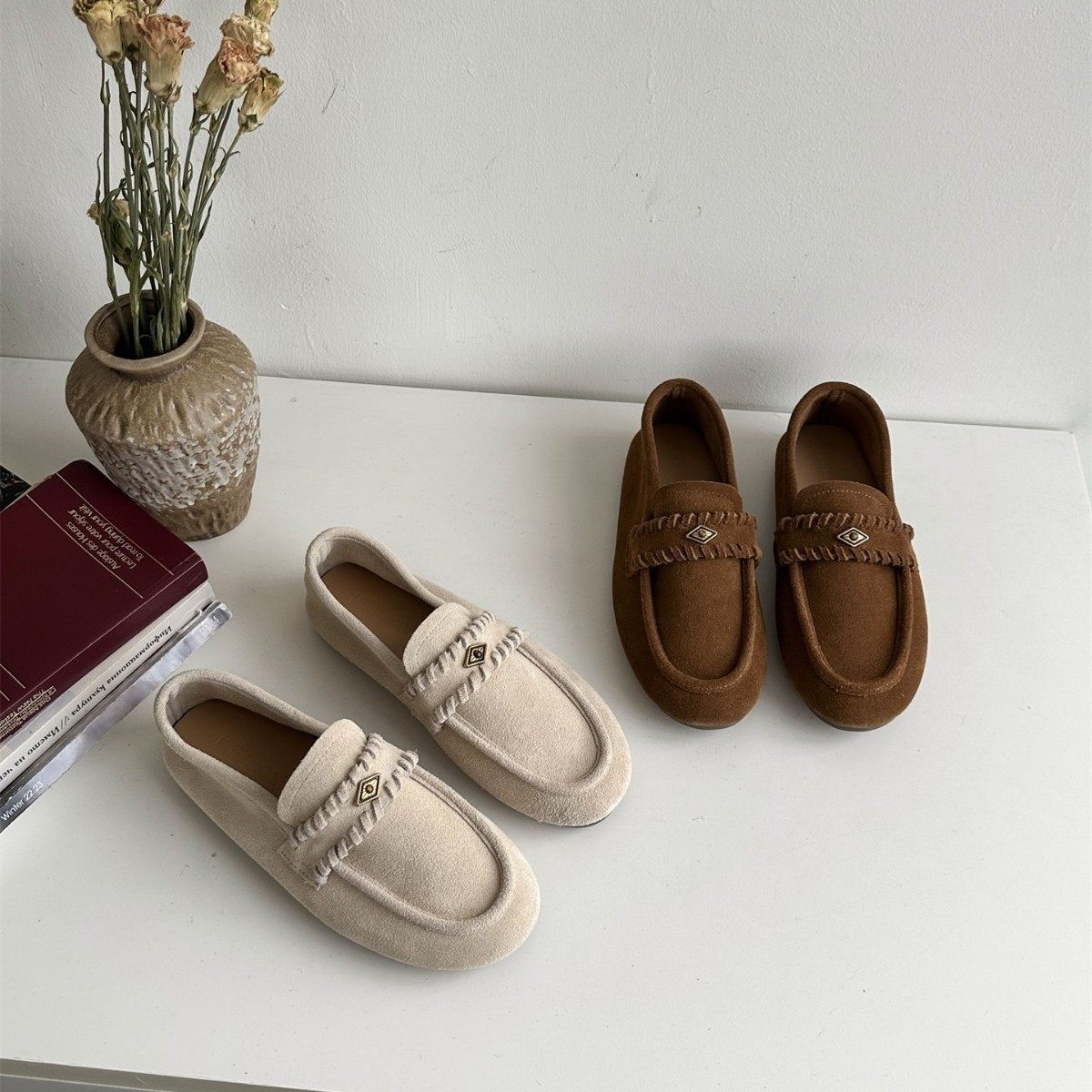 456-6~平底法式复古真皮乐福单鞋女鞋子2026年春季新款,女鞋,时尚休闲鞋,淘宝优惠券,粉丝福利购,淘宝优惠卷