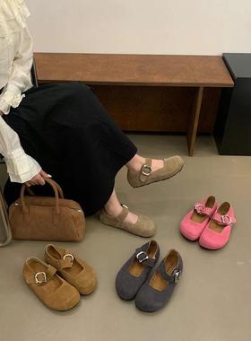KAMIYA真皮单鞋女2025秋新款内增高厚底丑萌一字带玛丽珍鞋小