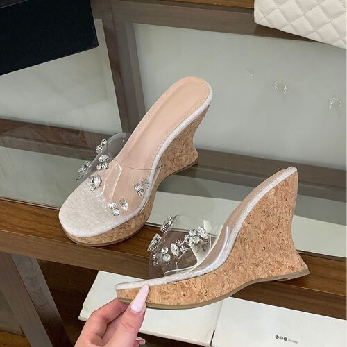 A811-5~2026年夏季新款透明露趾坡跟凉拖鞋女外穿