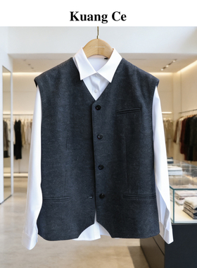 匡册高端精纺羊毛马甲女2026新款春OL职场通勤气质无袖西装马夹