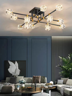 全铜水晶吸顶灯后现代简约轻奢客厅灯具餐厅卧室主灯具北欧大气