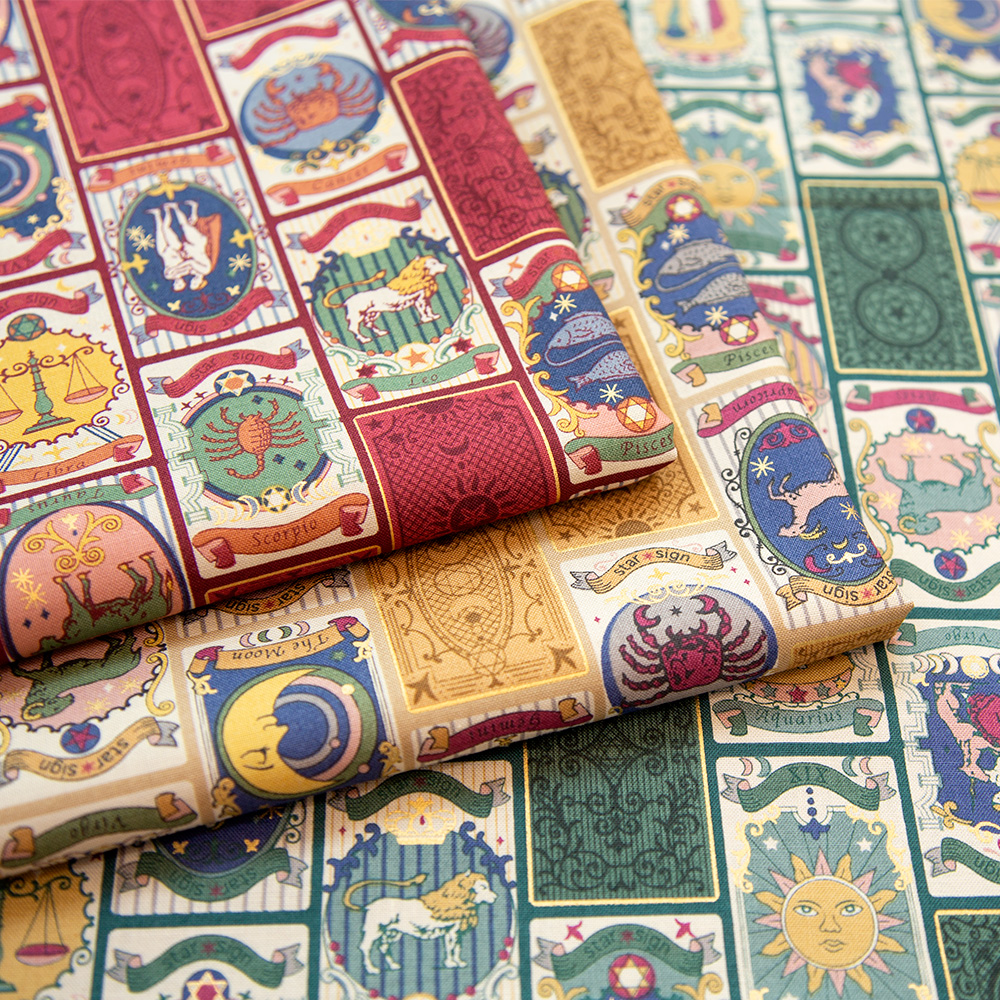 日本进口cosmo纯棉烫金布料星座