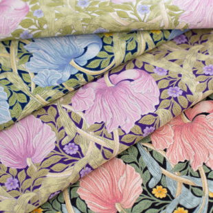 日本进口威廉莫里斯棉麻面料手工包印染艺术高档名师布料水晶花藤