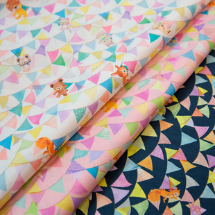 日本松浦Yukiemon纯棉60支卡通可爱夏薄软面料包包裙布彩旗派对