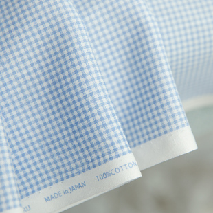 日本进口纯棉柔软细格子平纹棉布儿童衬衣连衣裙内衬高档手工面料
