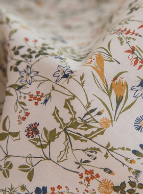 HOKKOH北高80支薄软lawn夏日精梳纯棉高档服装连衣裙布料野花庭院