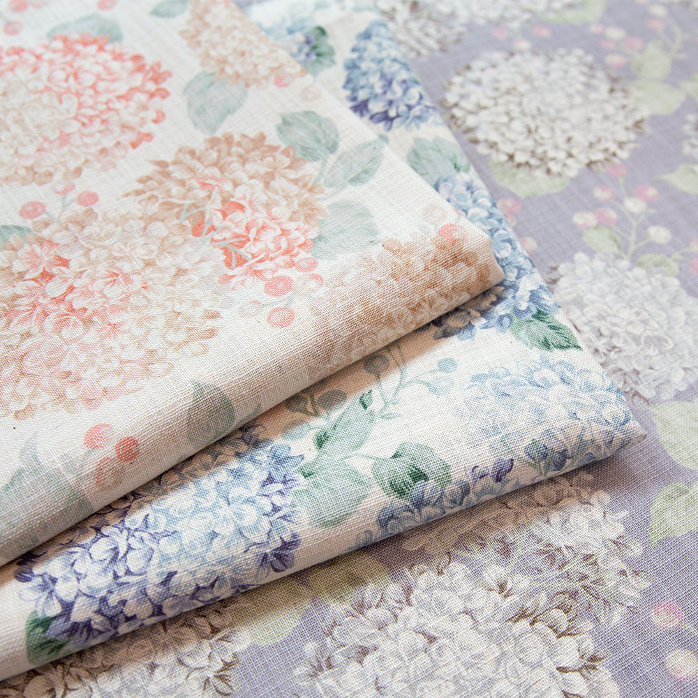 日本进口纯棉仿麻平纹布日式和风柔软手工服装包包面料大雪球绣球