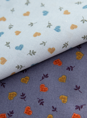 seven进口纯棉可爱牛仔爱心柔软布料服装田园连衣裙衬衣裤面料