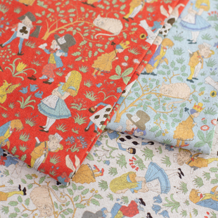 日本进口威廉莫里斯棉麻面料手工包印染艺术高档名师布料爱丽丝