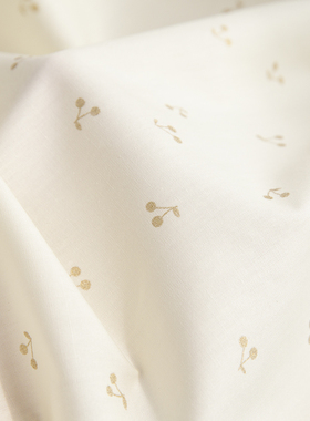 Bp同款进口40s纯棉面料衬衣连衣裙儿童服装布料撒金小樱桃米白色