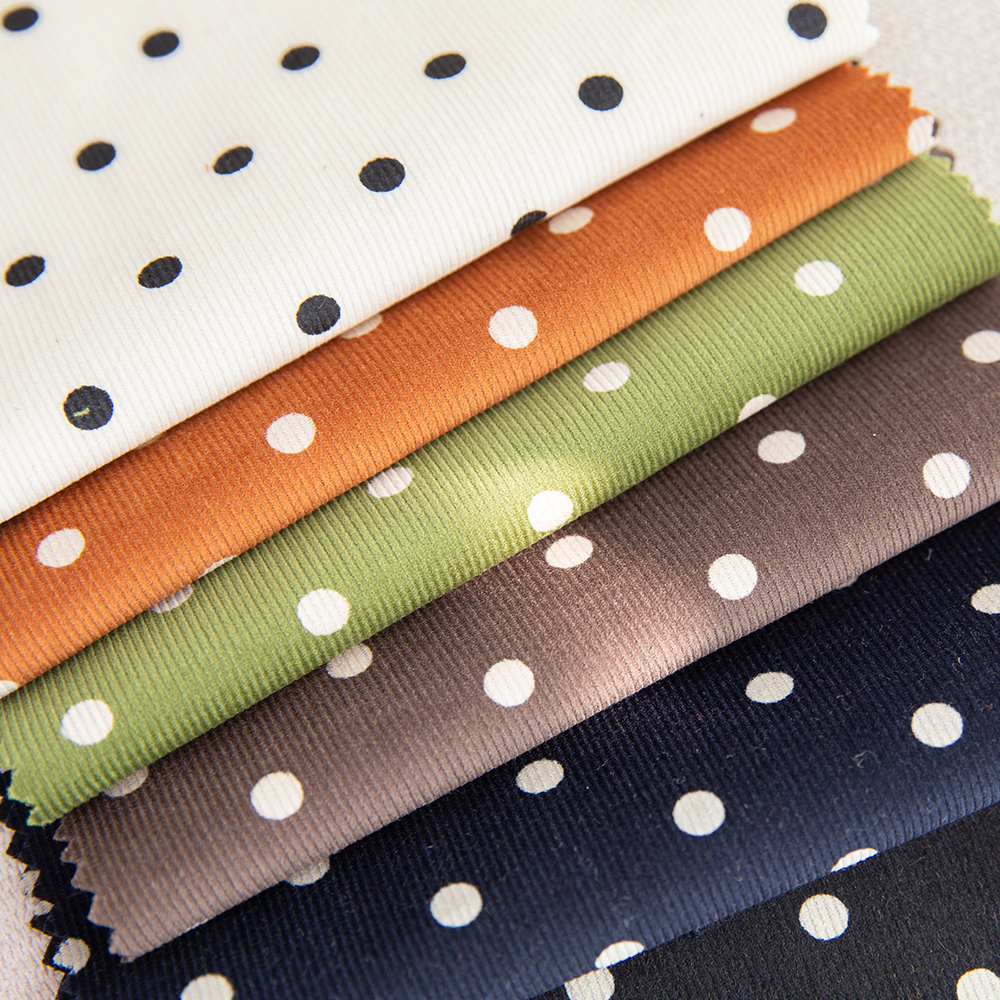 HOKKOH纯棉灯芯绒服装波点布料