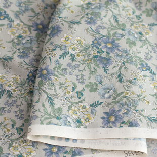 日本进口40s纯棉碎花温柔田园印花平纹棉布衬连衣裙高档面料梨花