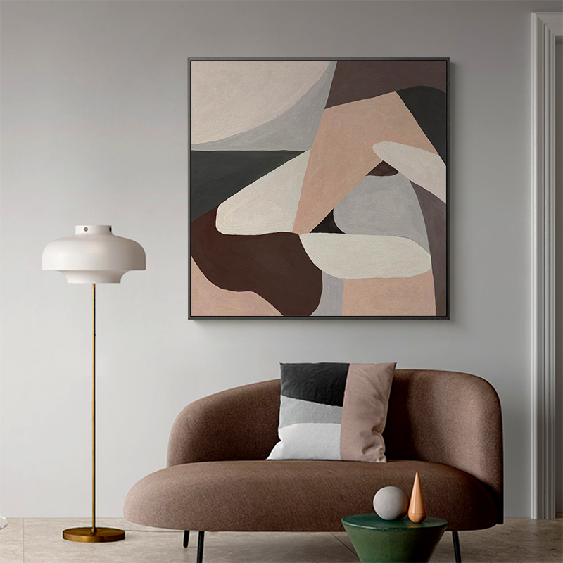 Meiisn现代简约沙发墙挂画北欧几何餐厅墙面装饰抽象客厅方形壁画图片