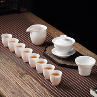 bộ bình trà 0.7 l jasmine Chengxian hộ gia đình đơn giản nung sứ trắng ba dung tích bát thịt cừu béo ngọc sứ tách trà Kung Fu bộ trà Hộp quà tặng bao bì ấm sứ trắng ấm trà gốm