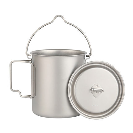 露营户外纯钛吊锅折叠手柄旅行野营锅具单人饭盒带盖Ta8315-BH