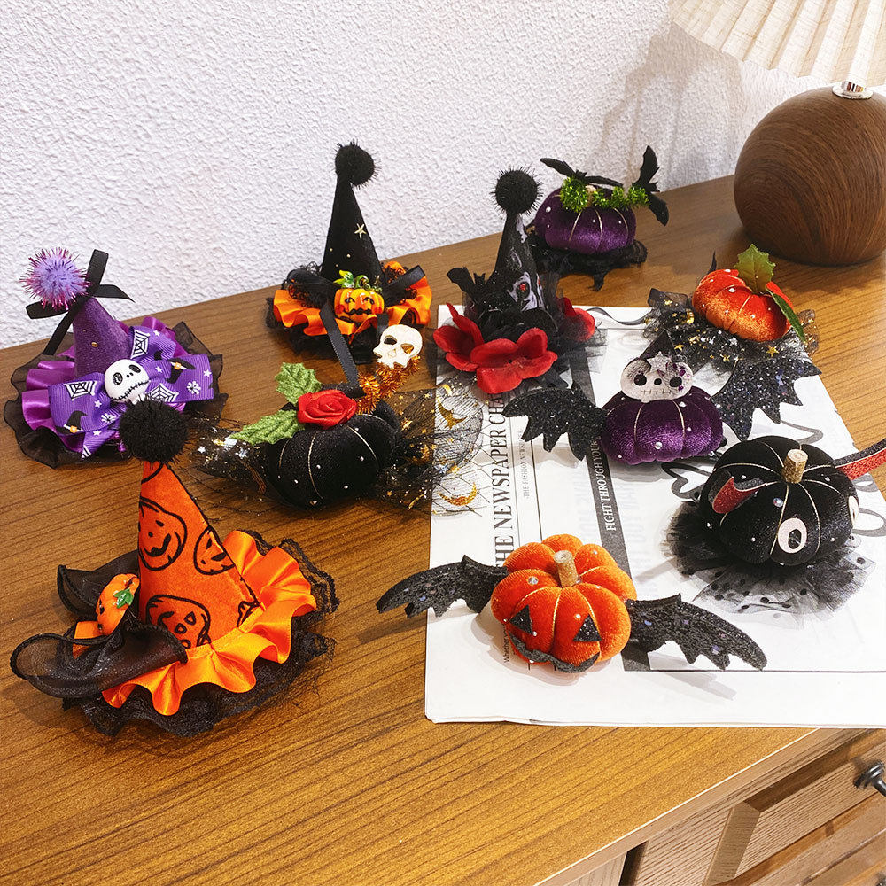 万圣节头饰女巫帽子发卡儿童发夹派对南瓜头饰女童趣味搞怪发饰品