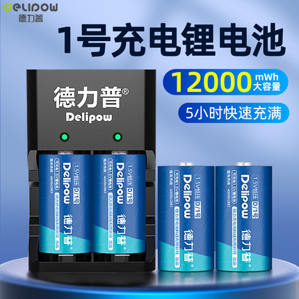 正品德力普1号充电锂电池充电器燃煤气灶热水器1.5v恒压可冲D型大
