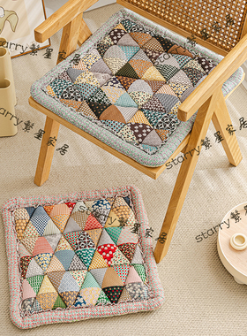 外贸flowering正品全棉四季坐垫办公室加厚布艺防滑实木椅子垫