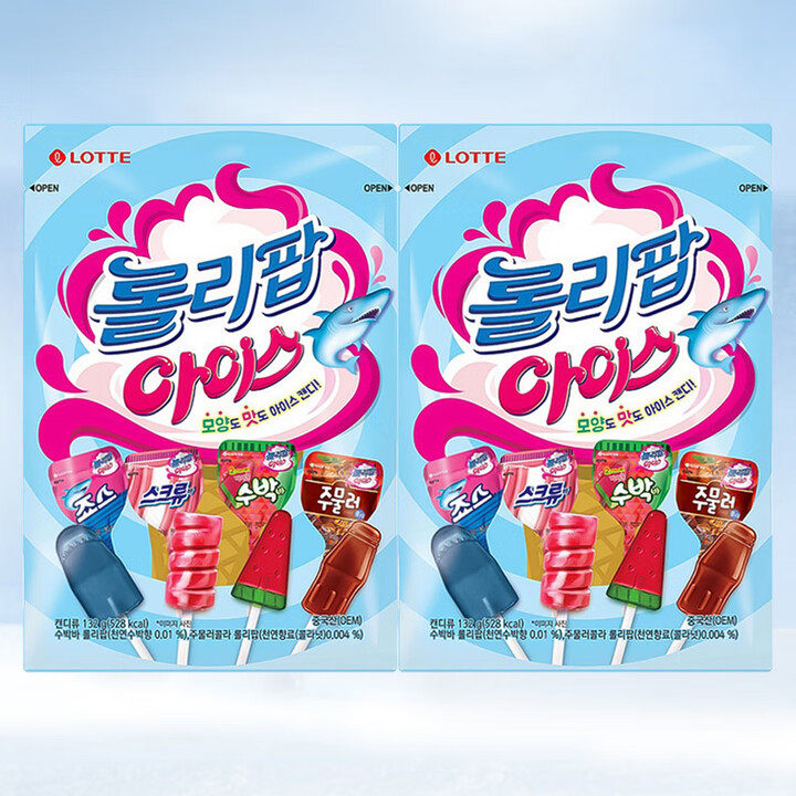 韩国进口乐天Lotte冰激凌水果可乐四味棒棒糖儿童糖果零食品