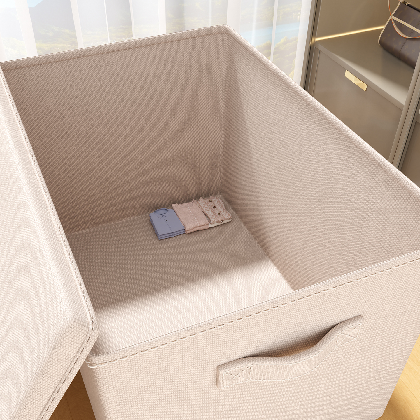 衣服收纳箱带盖家用布艺百纳箱装衣物被子储物箱折叠整理箱收纳盒