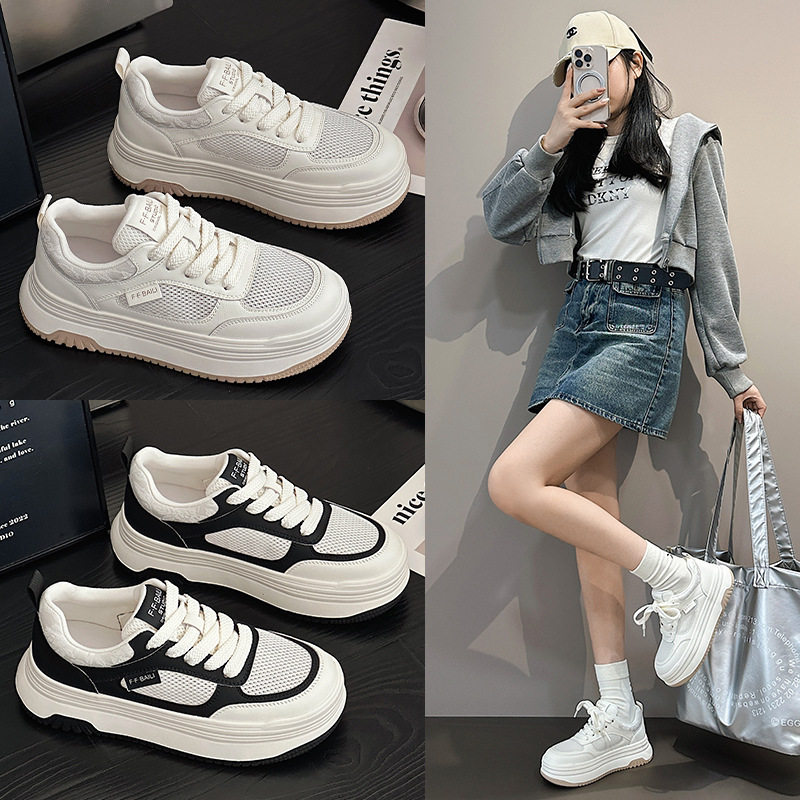网面小白鞋女2026秋季款百搭透气网鞋轻便平底运动休闲鞋牛皮板鞋