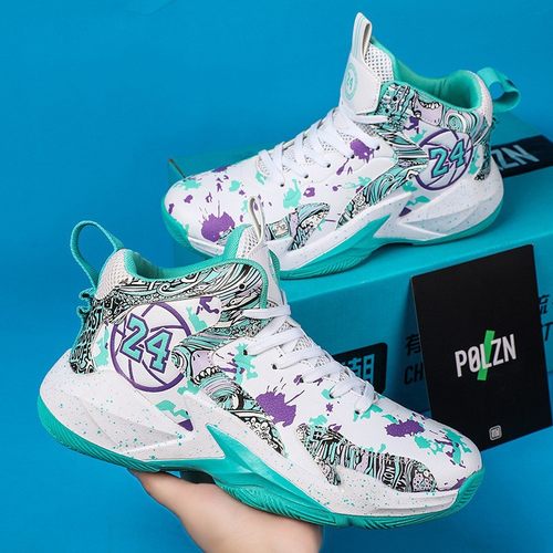 2025跨境皮面篮球鞋男鞋防滑透气运动鞋青少年中学生实战训练球鞋