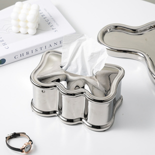 创意轻奢纸巾盒客厅茶几陶瓷现代高级感抽纸盒收纳盒摆件餐巾纸盒