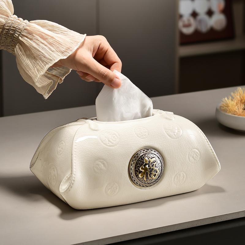 陶瓷新中式紙巾盒茶幾裝飾抽紙盒