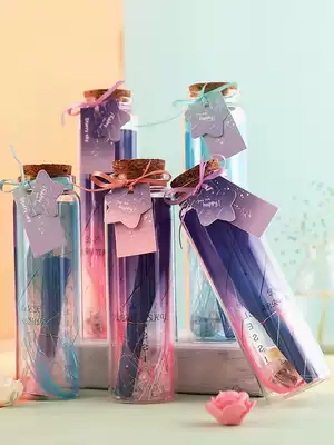 Creative drifting bottle wishing bottle Star bottle transparent glass Cork DIY handmade decorations luminous birthday gift