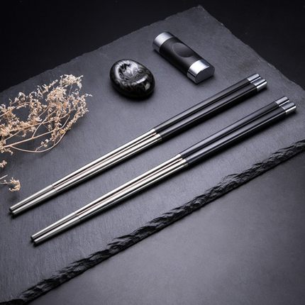 高端不锈钢筷子304家用防滑高档精致耐高温高端轻奢风铁银金属筷