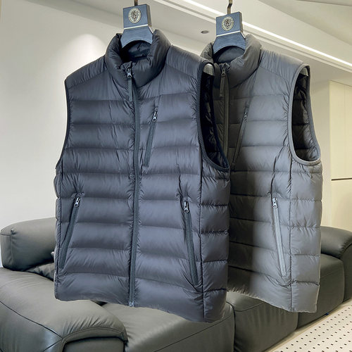 90鸭绒 高蓬松 冬季男士充绒防风保暖休闲立领羽绒马甲背心外套潮