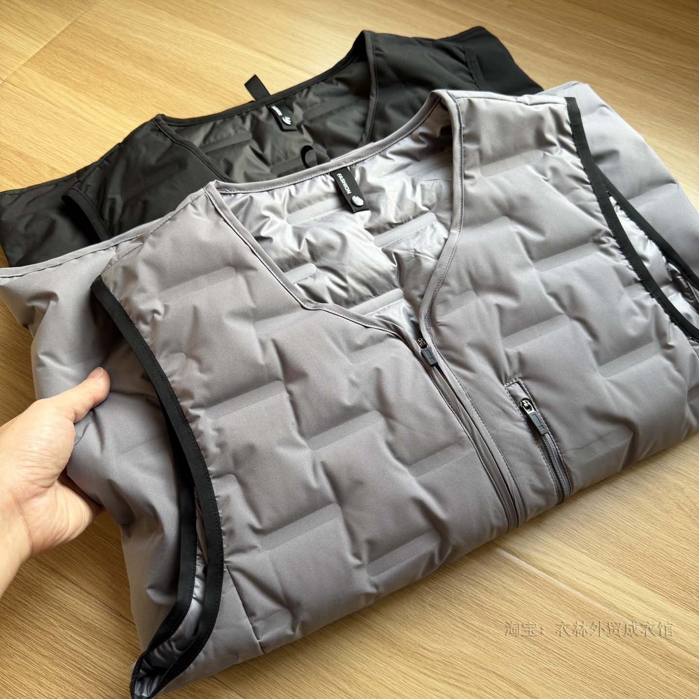 90鸭绒 冬季男士压胶充绒蓬松保暖轻量化V领休闲羽绒马甲 背心潮,男装,羽绒马甲,淘宝优惠券,粉丝福利购,淘宝优惠卷