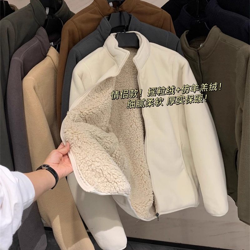巨保暖 摇粒绒+仿羊羔绒 日单冬季男女情侣加厚保暖立领夹克外套,男装,卫衣,淘宝优惠券,粉丝福利购,淘宝优惠卷