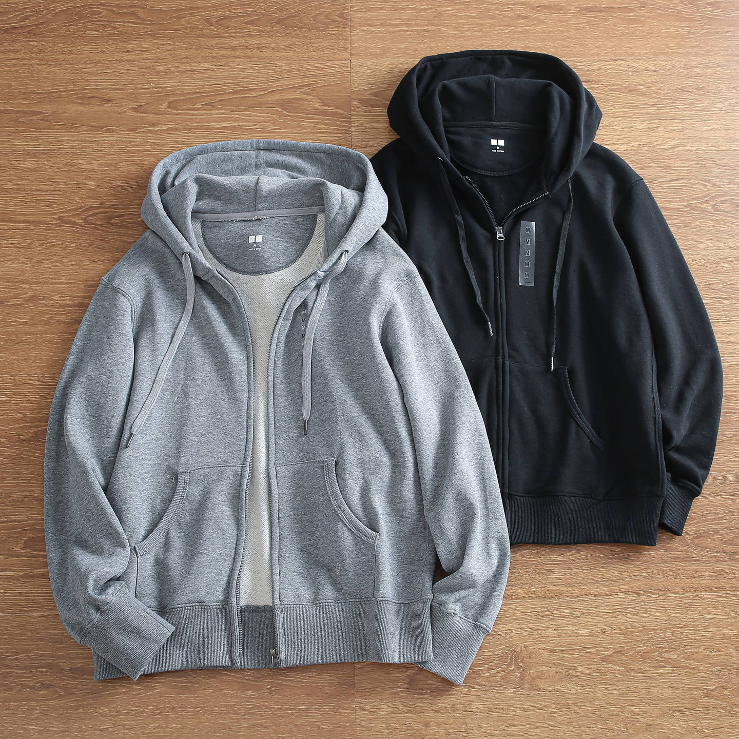 清仓特价秋季男士宽松水洗纯棉细腻毛圈纯色连帽拉链卫衣开衫外套